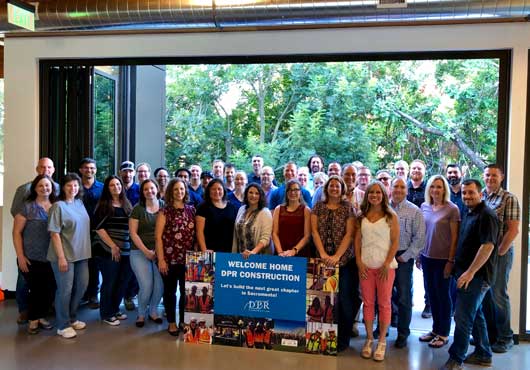 DPR Construction employees on the first day at the company’s new Sacramento office.